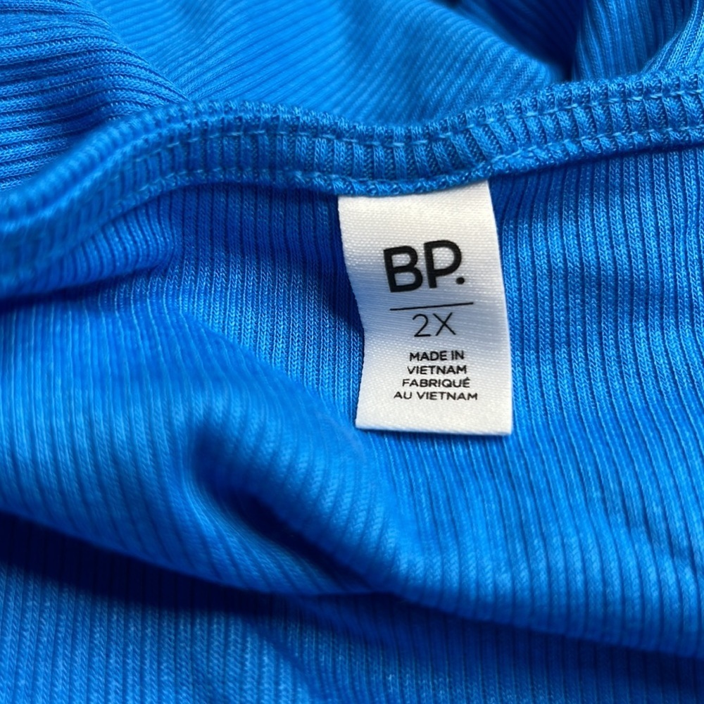 BP Plus Size Ruffle Blue Strap Ribbed Tank Top 2X - Picture 5 of 5